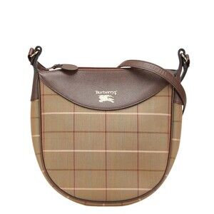Burberry check shoulder bag Khaki Green brown canvas leather